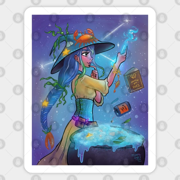 Cancer Witch Sticker by mooneyesart